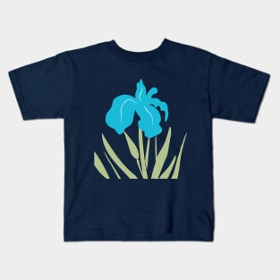 Blue Iris Summer Flower Wildflower Floral Kids T-Shirt